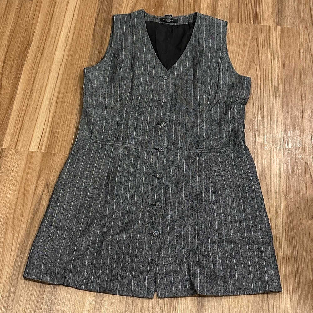 Tahari Charcoal Pinstripe Dress